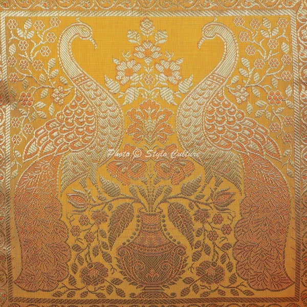 Brocade Jacquard Floor Pillows Cases Peacock Boho Room Decorative Cushion Cover