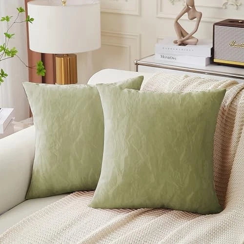2 Pack Marble Pattern Cushion Cover Home Decor 18" x 18" (Pack of 2) Olive