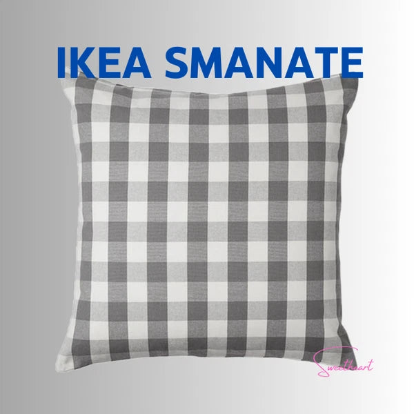 IKEA SMANATE 20x20 Checker Gray White Cushion Cover Couch Bed- Rare Discontinued