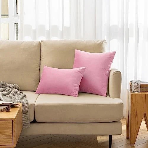 Pack of 2 Velvet Throw Pillows Spring 18" x 18" (Pack of 2) Baby Pink