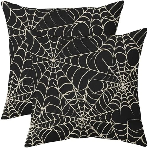 Halloween Spiderweb Pillow Covers 22x22 Set of 2 22" x 22" (Pack of 2) Black