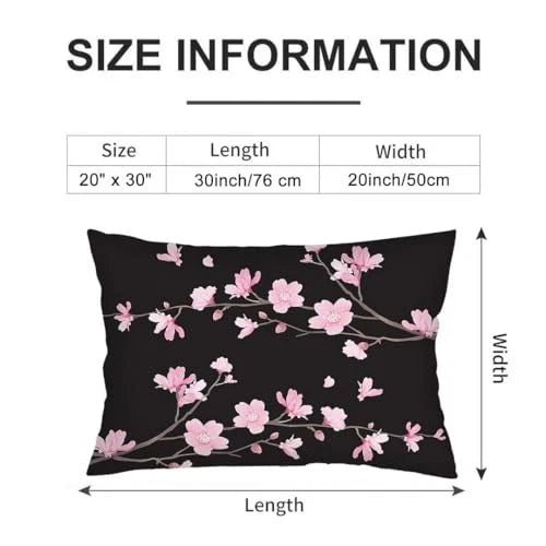 Cherry Blossoms Throw Pillow Cover Queen Size Set of 2 Floral Printed Lumbar