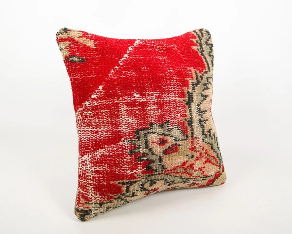 Handwoven Pillow Cover, Turkish Carpet Pillow, Kilim Pillow, 16x16 Pillow Cover