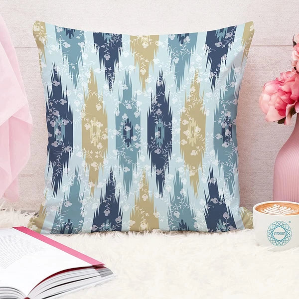 Floral Printed Canvas Cotton Premium Cushion Covers, Set of 5 ( 18 x 18 Inches )