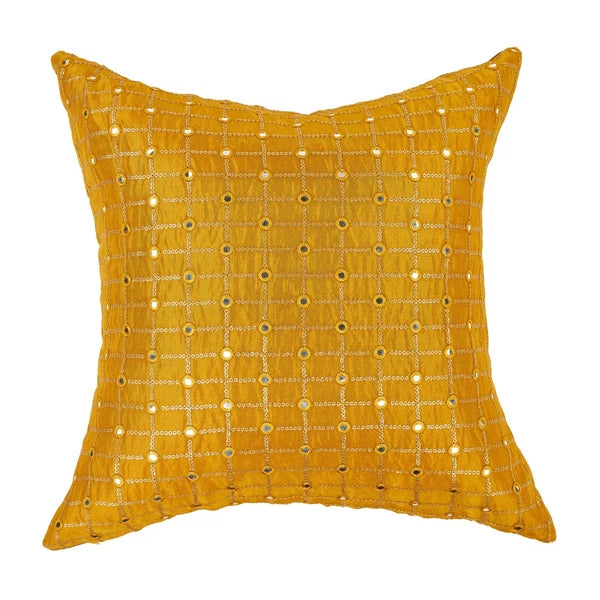 living room gold decorative pillow 18x18 mustard yellow throw pillow for sofa 2p