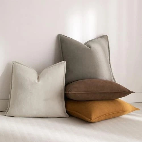 Herringbone Textured Throw Pillow Covers 22" x 22" (Pack of 2) Smoke Gray