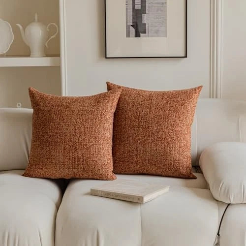 Set of 2 Colored Cute Textured Throw Pillow 18" x 18" (Pack of 2) Terracotta