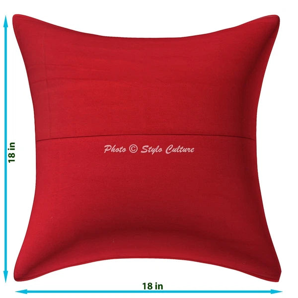 Red Cushion Cover Vintage Gypsy Handmade Bohemian Tribal Ethnic Hippie Pillow