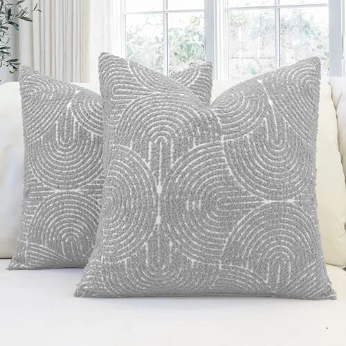 Throw Pillow Covers 18X18 Set of 2, Boho 18" x 18" (Pack of 2) Dark Grey