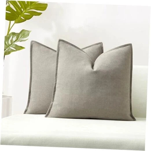 Herringbone Textured Throw Pillow Covers 22" x 22" (Pack of 2) Smoke Gray