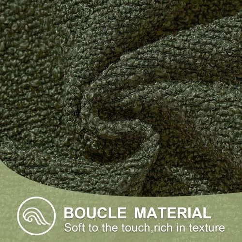 14x36 Boucle Long Lumbar Pillow Covers Textured 36" x 14" (Pack of 1) Green