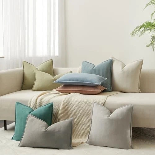 Herringbone Textured Throw Pillow Covers 22" x 22" (Pack of 2) Smoke Gray
