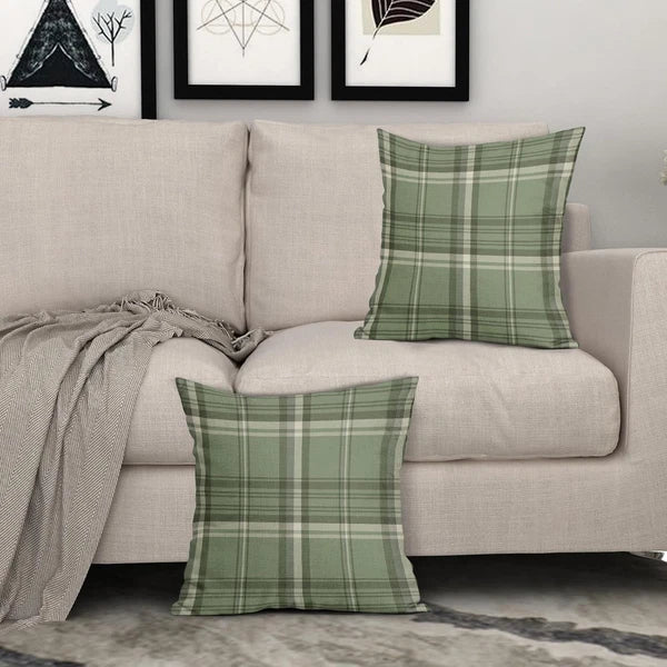 Sage Green Spring Plaid Pillow Covers 20X20 Set of 2 Buffalo Tartan Print Season