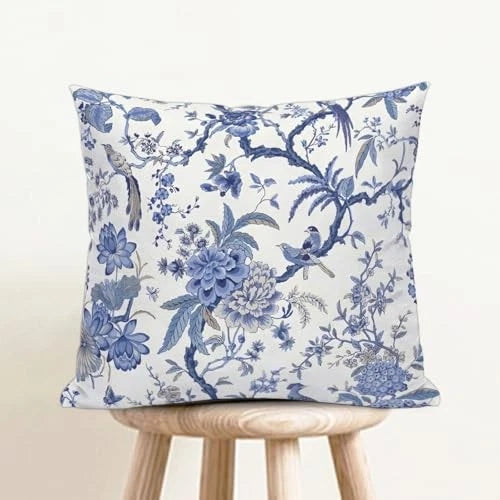 Chinoiserie Throw Pillow Covers Blue and 18" x 18" (Pack of 2) Blue Floral