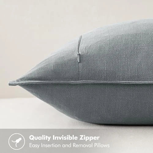 Decorative Linen Lumbar Pillow Covers 1x0 Inch 20" x 12" (Pack of 2) 2 Gray