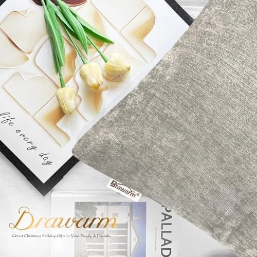 Throw Pillow Covers 22x22 Inches - Chenille Pillow 22" x 22" (Pack of 2) Taupe