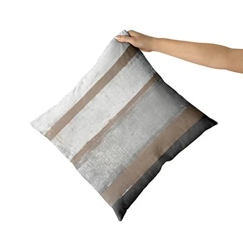 Brown Pillow Covers 18x18 Set of 2 18" x 18" (Pack of 2) Brown Grey Stripe