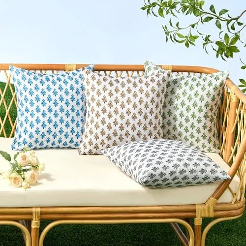 Outdoor Pillow Covers 18x18 Set of 2 Boho Floral 18" x 18" (Pack of 2) Brown