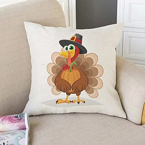 Throw Pillow Covers Thanksgiving Day Turkey Bed Sofa Pillow Case Cute Funny