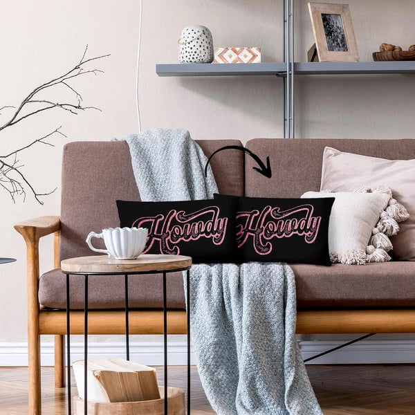 Preppy Funny Black Pink Howdy Throw Pillow Covers Couch Home Cushion Cover, West