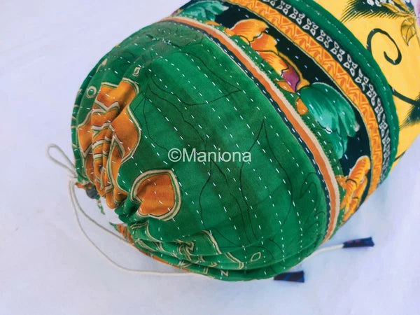 Assorated Floral Design Cushion Cover Kantha Quilt Cylinder Tubalor Bolster
