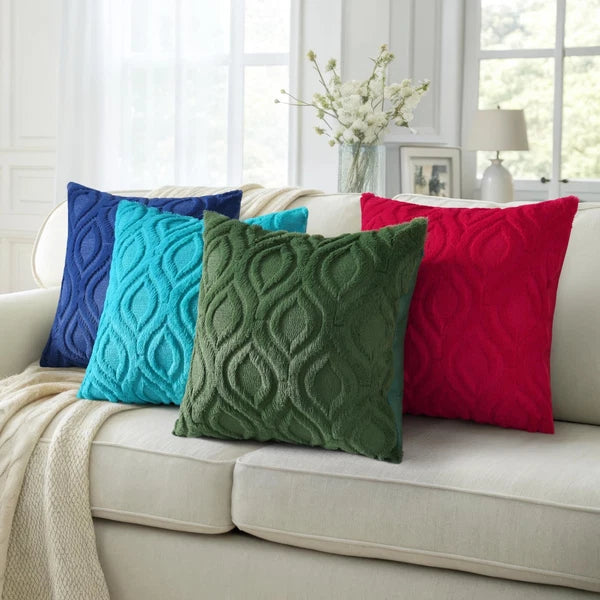 decorUhome Throw Pillow Covers 22x22 Inch Set of 2, Soft Plush Faux Wool Turq...