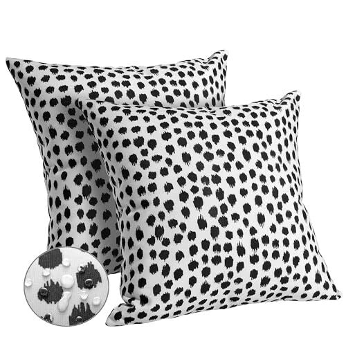 Outdoor Pillow Covers 18x18 Set of 2 Polka Dot Outdoor 18 x 18-Inch Black