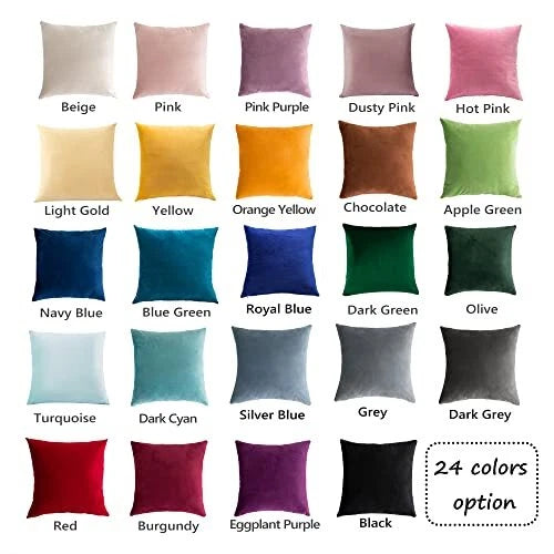 Super Soft Velvet Throw Pillow Covers Square 2 pieces, 18"x18" Black