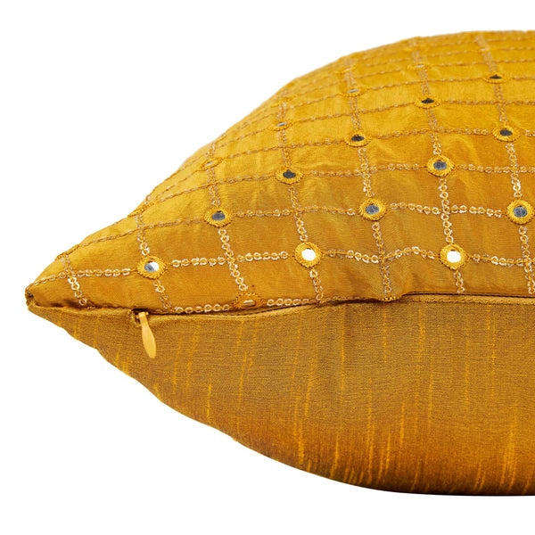 living room gold decorative pillow 18x18 mustard yellow throw pillow for sofa 2p