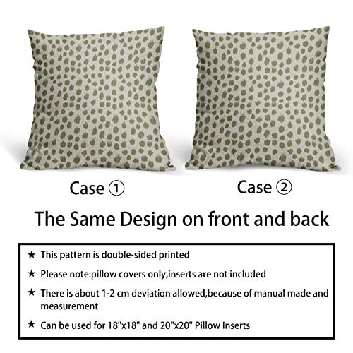 Sage Green Cream Pillow Covers 18x18 Set 18" x 18" (Pack of 2) Sage Green Dots