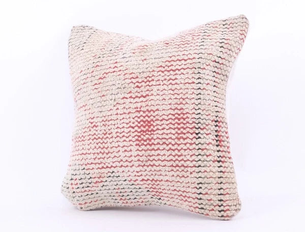Hand Woven Kilim Rug Pillow Case 14" Vintage Handmade Jute Throw Cushion Cover