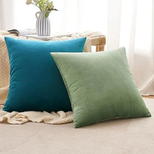 Pack of 2 Velvet Throw Pillow Covers 12x20 Inch 20" x 12" (Pack of 2) Teal