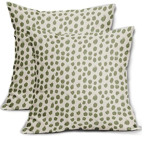 Sage Green Cream Pillow Covers 18x18 Set 18" x 18" (Pack of 2) Sage Green Dots