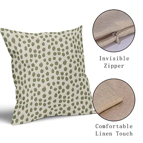Sage Green Cream Pillow Covers 18x18 Set 18" x 18" (Pack of 2) Sage Green Dots