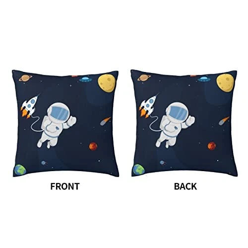 Throw Pillow Covers Astronaut Colorful Planets Rocket Square Pillowcases for