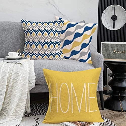 Fukeen Set of 4 Throw Pillow Covers Modern 18" x 18" (Pack of 4) Home Geometric