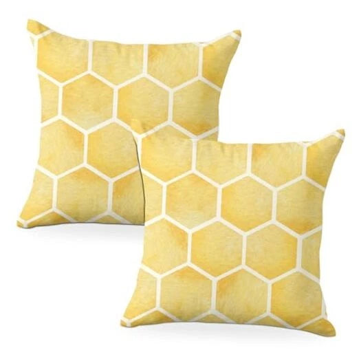 2 PCs Pillow Covers 18x18, Honeycomb Bee Decor Throw Pillow Polychromatic1214