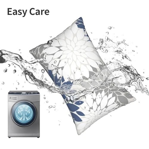 Grey Pillow Covers 12x20 Inch Set of 2 12" x 20" (Pack of 2) Navy Blue White