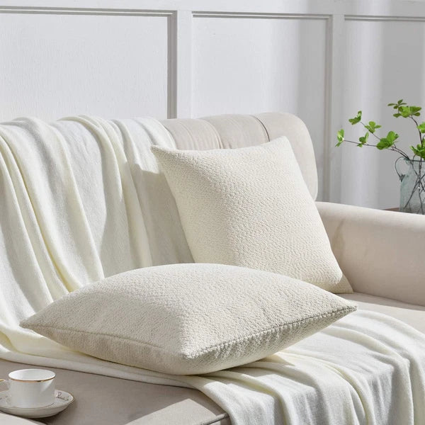Set of 2 Cozy Fine Textured Throw Pillow Covers, Decorative Elegant Accent Pillo