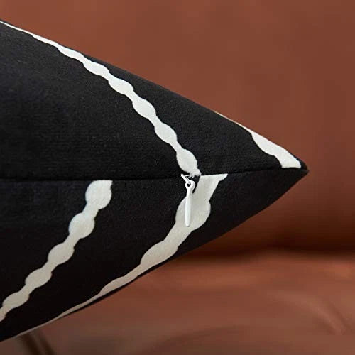 Set of 2 Square Pillow Covers 22 x 22 inches Boho 22" x 22" (Pack of 2) Black