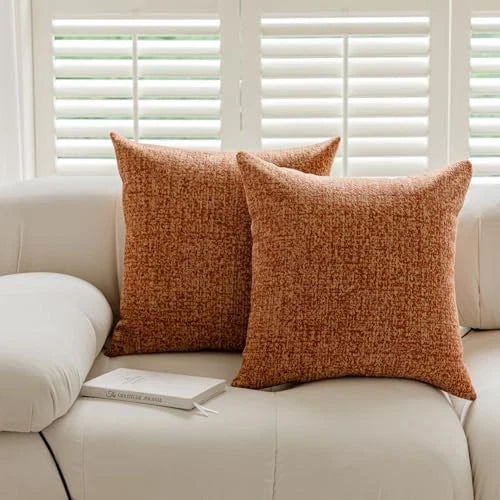Set of 2 Colored Cute Textured Throw Pillow 18" x 18" (Pack of 2) Terracotta