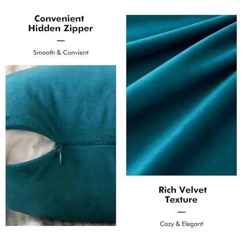 Pack of 2 Velvet Throw Pillow Covers 12x20 Inch 20" x 12" (Pack of 2) Teal