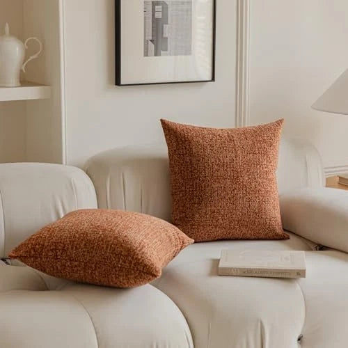 Set of 2 Colored Cute Textured Throw Pillow 18" x 18" (Pack of 2) Terracotta