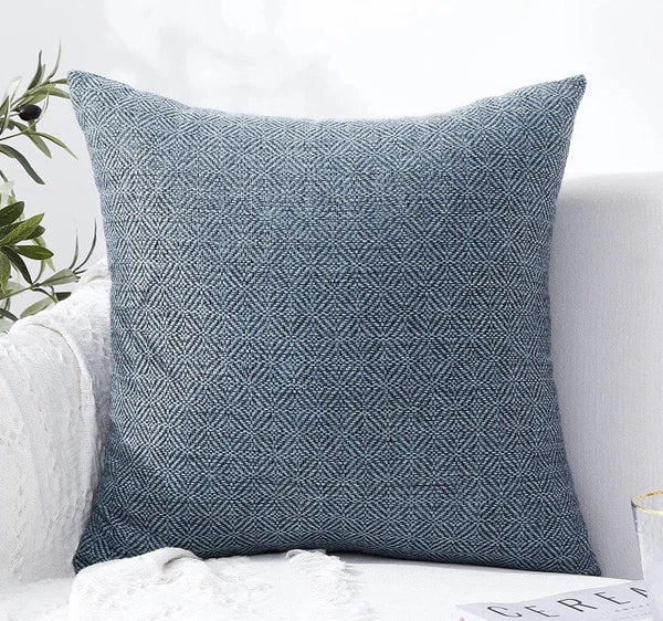 Jepeak Blue And Black Burlap Linen Throw Pillow Cover 24X24