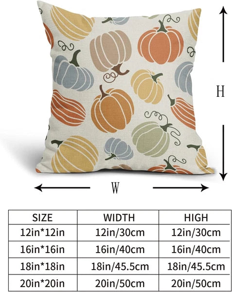 Fall Pillow Covers 20X20 Set of 2 Thanksgiving Themed Blue Yellow Orange Pumpkin
