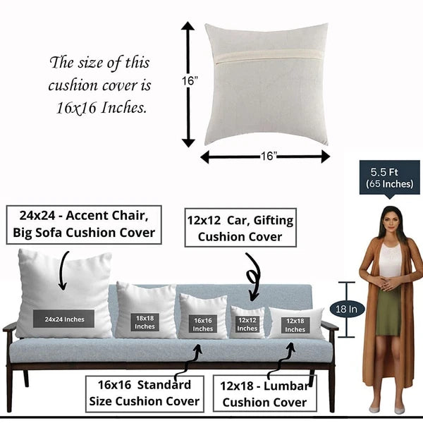 Printed Cotton Canvas Cushion Covers, Set of 5 ( 16 x 16 Inches )