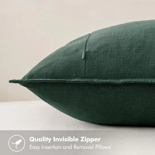 Decorative Linen Pillow Covers 18x18 Inch 18" x 18" (Pack of 2) 2 Dark Green