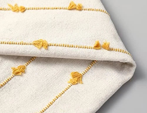 Set of 2 Boho Throw Pillow Covers 16x16,Beige 16" x 16" (Pack of 2) Yellow