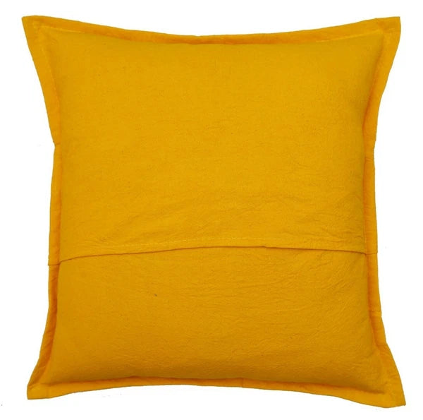 16" Decorative Mirror Embroidered Pucca Cushion Pillow-Cover Sofa Throw Yellow