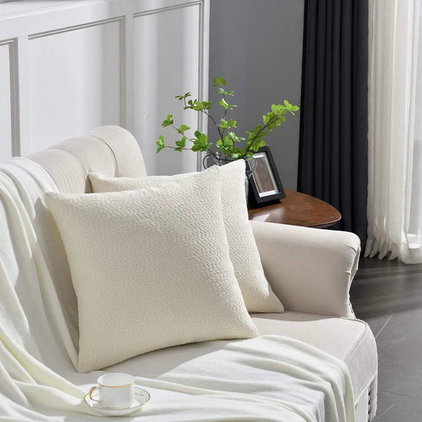 Set of 2 Cozy Fine Textured Throw Pillow Covers, Decorative Elegant Accent Pillo